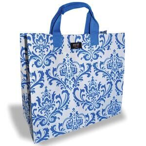 Gigi Hill Los Angeles Grocery Tote Bag Blue & White Geometric New NWT